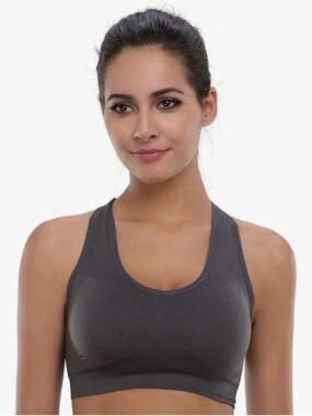 Seamless Racerback Sports Bra - Charcoal